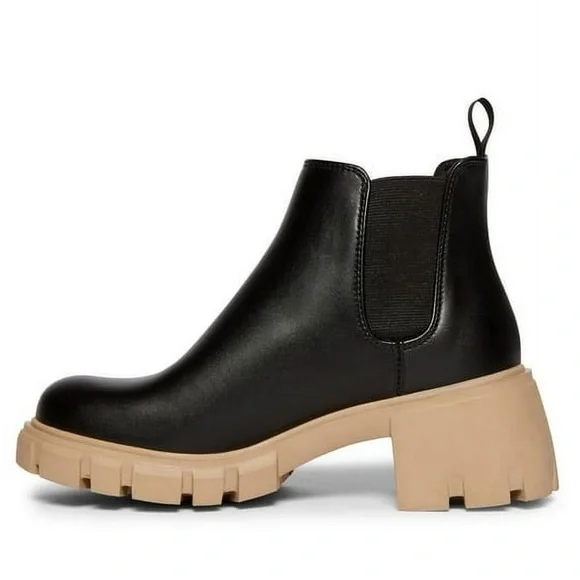 Steve Madden Howler Women Black & Tan Chelsea Lug Sole Ankle Boots Size 9.5 NEW - Picture 2 of 13